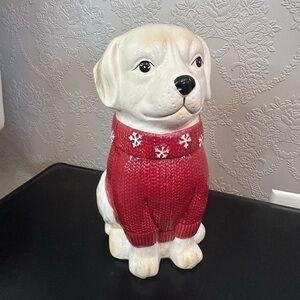 Winter Wonder Lane Lab Yellow White sweater cookie jar very good condition